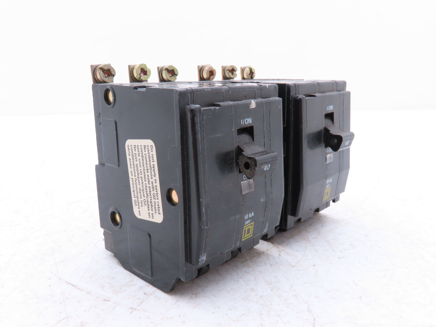 Square D QOB340 Bolt On Circuit Breaker 3 Pole 40A 240V Square Screws Lot of 2