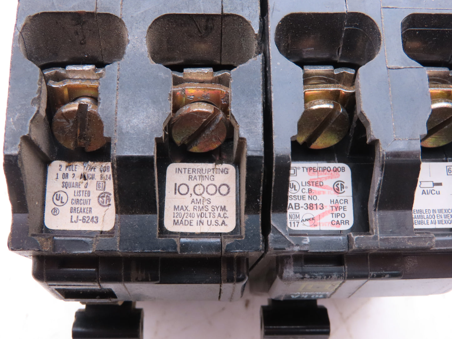 Square D QOB340 Bolt On Circuit Breaker 2 & 3 Pole 20A 240V Mixed Lot of 4