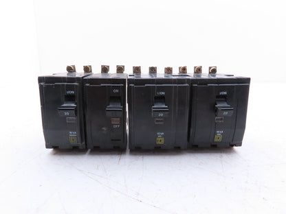 Square D QOB340 Bolt On Circuit Breaker 2 & 3 Pole 20A 240V Mixed Lot of 4