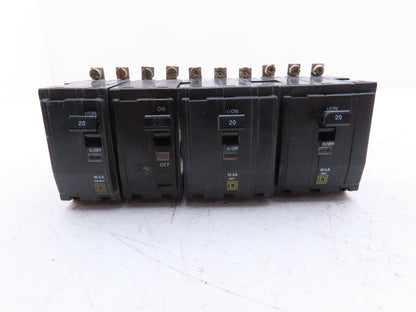 Square D QOB340 Bolt On Circuit Breaker 2 & 3 Pole 20A 240V Mixed Lot of 4