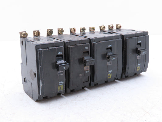 Square D QOB340 Bolt On Circuit Breaker 2 & 3 Pole 20A 240V Mixed Lot of 4