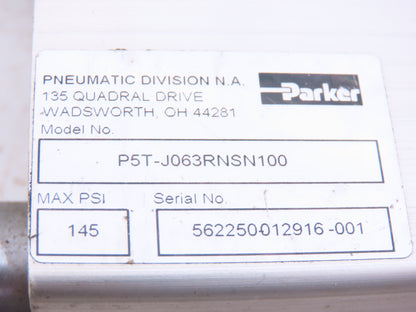 Parker P5T-J063RNSN100 Pneumatic Guided Cylinder 63mm Bore x 100mm Stroke