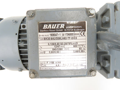 Bauer BK30-64U/D08LA82-TF-D/C3 Gear Motor 0.5kw 12/47 RPM 600V 3PH Hollow Shaft