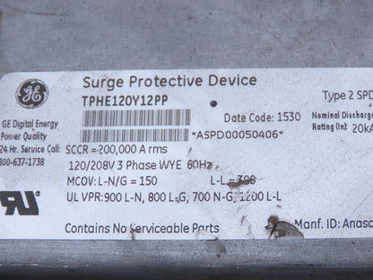 General Electric TPHE120Y12PP Surge Protective Device 120/208 3Ph 200,000A rms