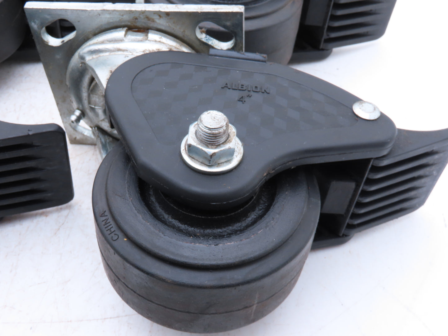 Albion N/A Locking Swivel Caster 4" Wheel 2"Wide Polyurethane Set of 4