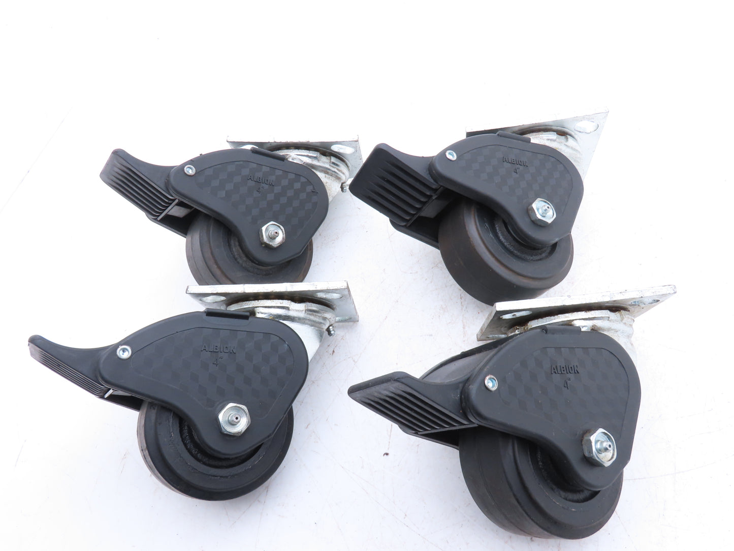 Albion N/A Locking Swivel Caster 4" Wheel 2"Wide Polyurethane Set of 4