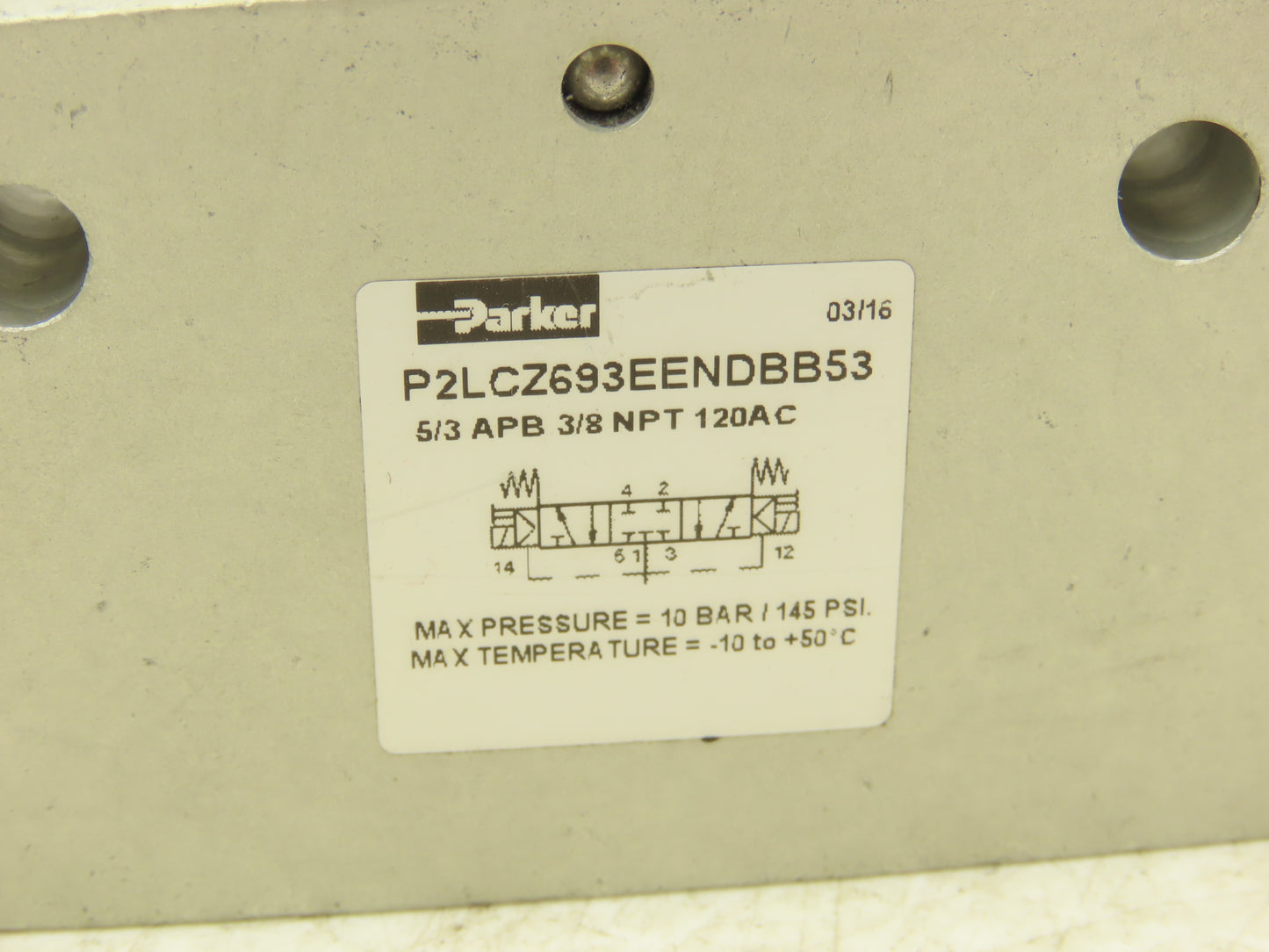 Parker P2LCZ693EENDBB53 Pneumatic Double Solenoid Valve 4 Way 3 Position 3/8"NPT