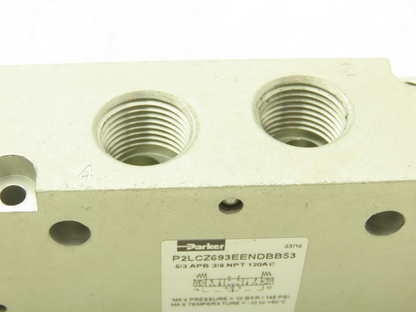 Parker P2LCZ693EENDBB53 Pneumatic Double Solenoid Valve 4 Way 3 Position 3/8"NPT