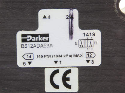 Parker B612ADA53A Pneumatic Solenoid Inline Valve 4 Way 2 Position 3/8" NPT