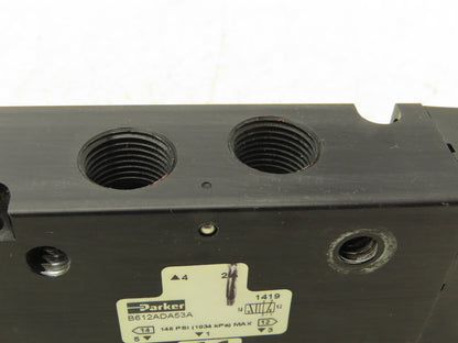 Parker B612ADA53A Pneumatic Solenoid Inline Valve 4 Way 2 Position 3/8" NPT