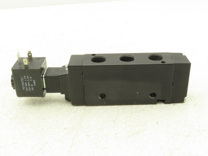 Parker B612ADA53A Pneumatic Solenoid Inline Valve 4 Way 2 Position 3/8" NPT