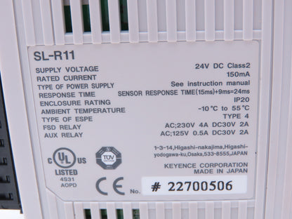 Keyence SL-R11 Safety Relay Control Unit 24VDC Din Rail Mount