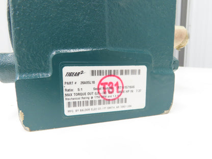 Dodge Tigear 26A05L18 Worm Gearbox 5:1 Reducer 7.3Hp 350rpm 180TC LH Output