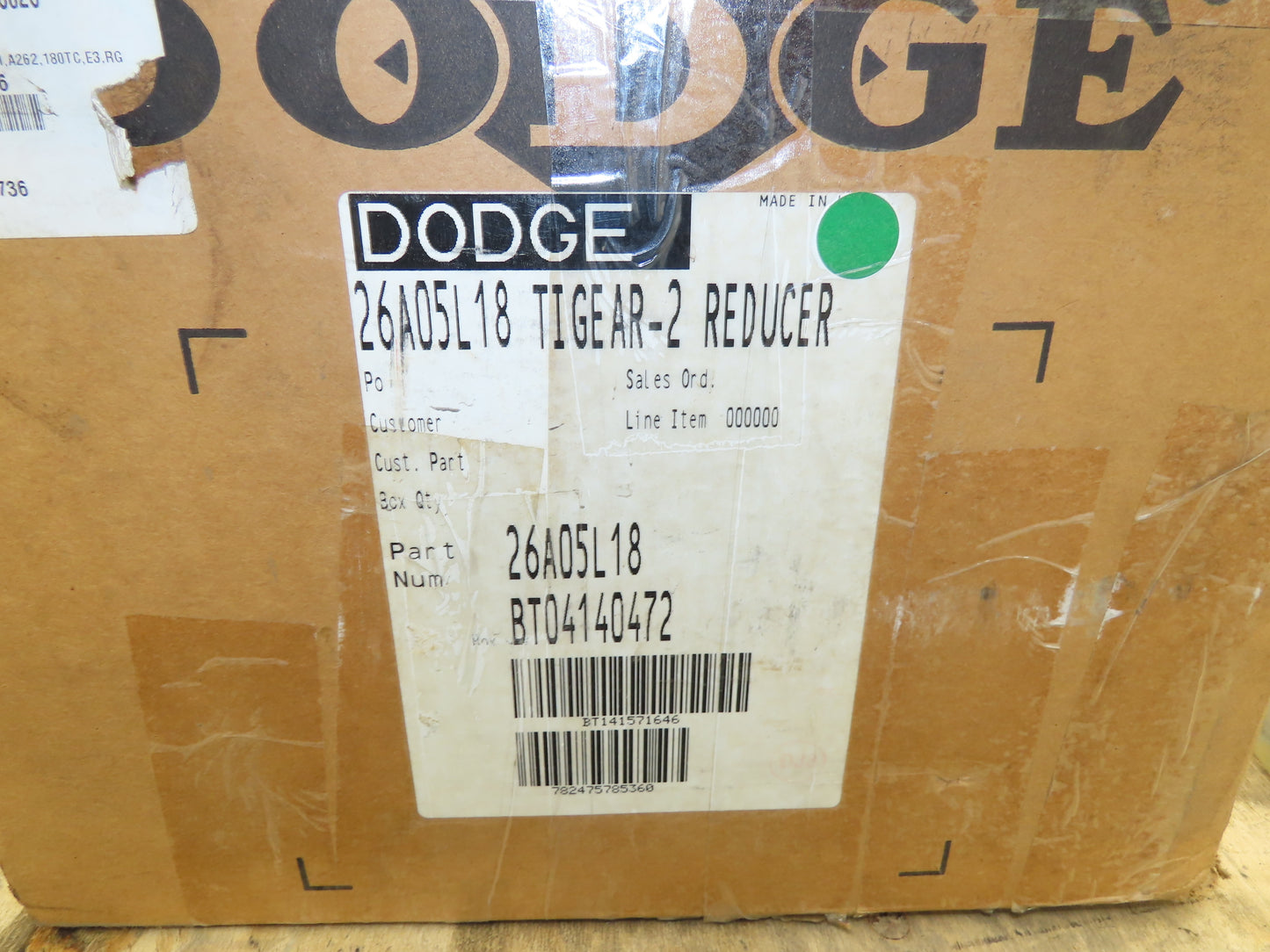 Dodge Tigear 26A05L18 Worm Gearbox 5:1 Reducer 7.3Hp 350rpm 180TC LH Output