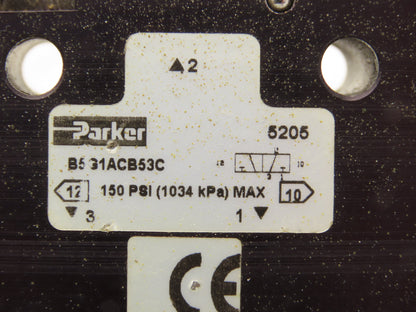 Parker B5G1ACB53C Pneumatic Solenoid Valve 2 Position NC 120 VAC 1/4" NPT