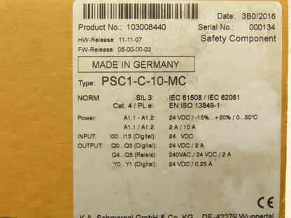 Schmersal PSC-C-10-MC Programmable Modular Safety Controller 24 VDC 14 Inputs