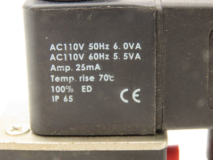 DynaQuip 145855.01 Pneumatic Solenoid Valve 110 VAC 116 PSI 1/4" NPT