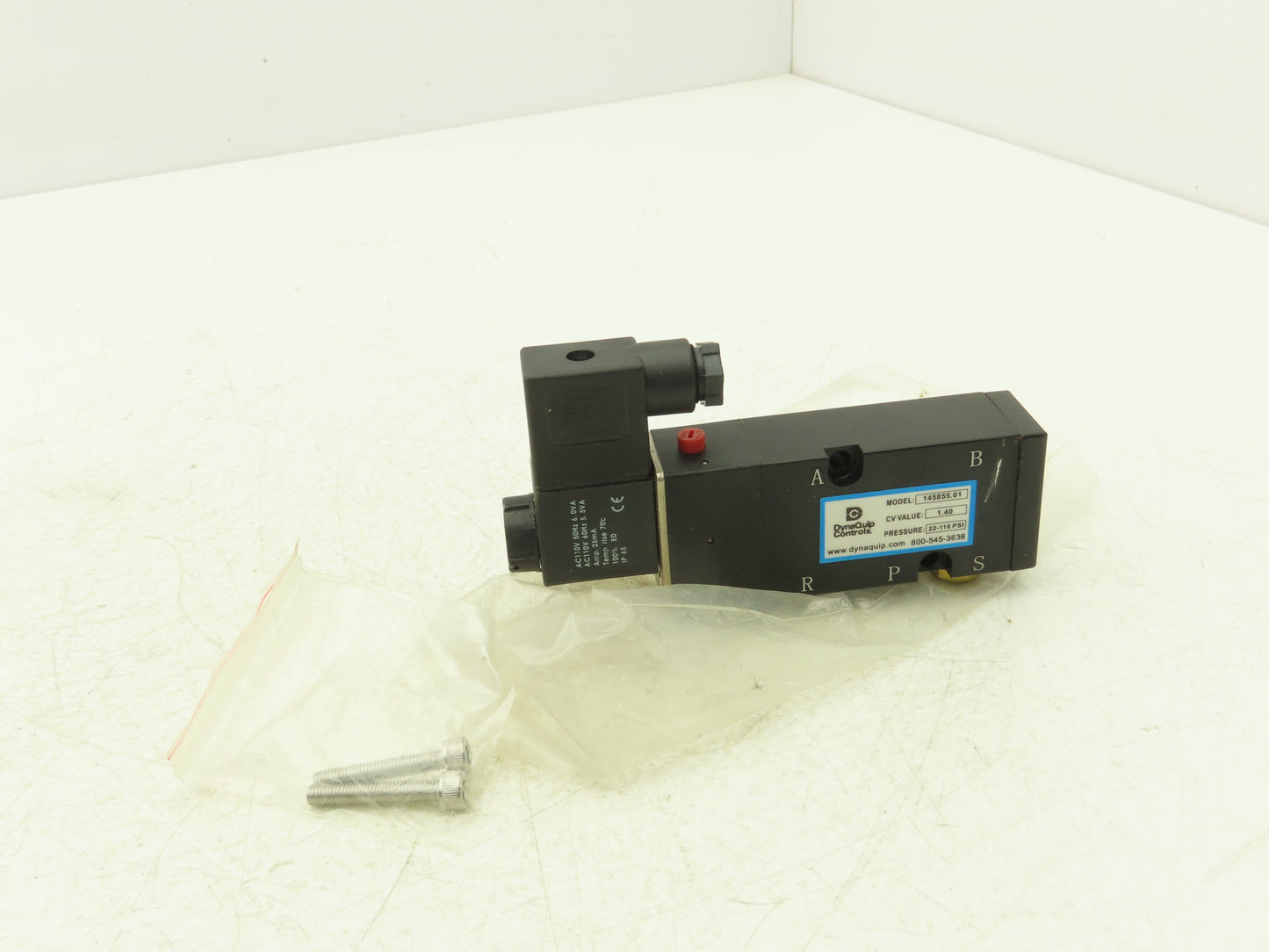 DynaQuip 145855.01 Pneumatic Solenoid Valve 110 VAC 116 PSI 1/4" NPT