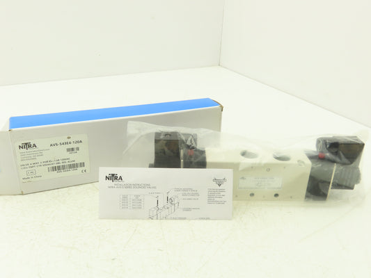 Nitra AVS-543E4-120A Pneumatic Double Solenoid Valve 4 Way 3 Position 120VAC