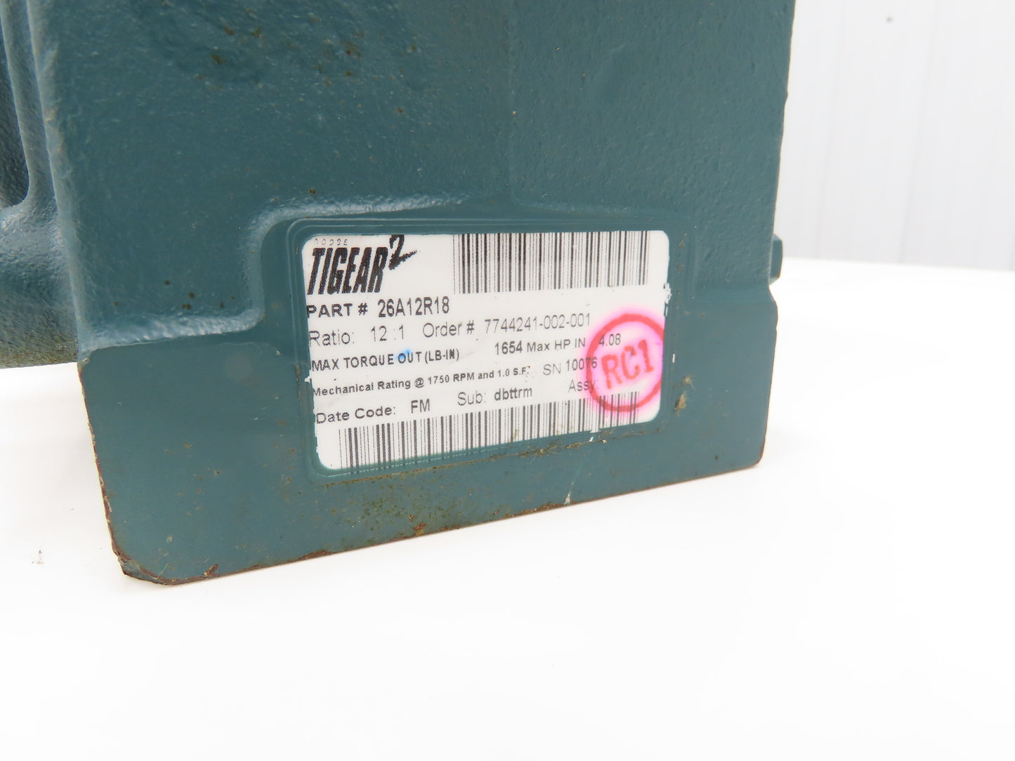 Dodge Tigear 26A12R18 Worm Gearbox 12:1 Reducer 4Hp 145rpm 180TC RH Output