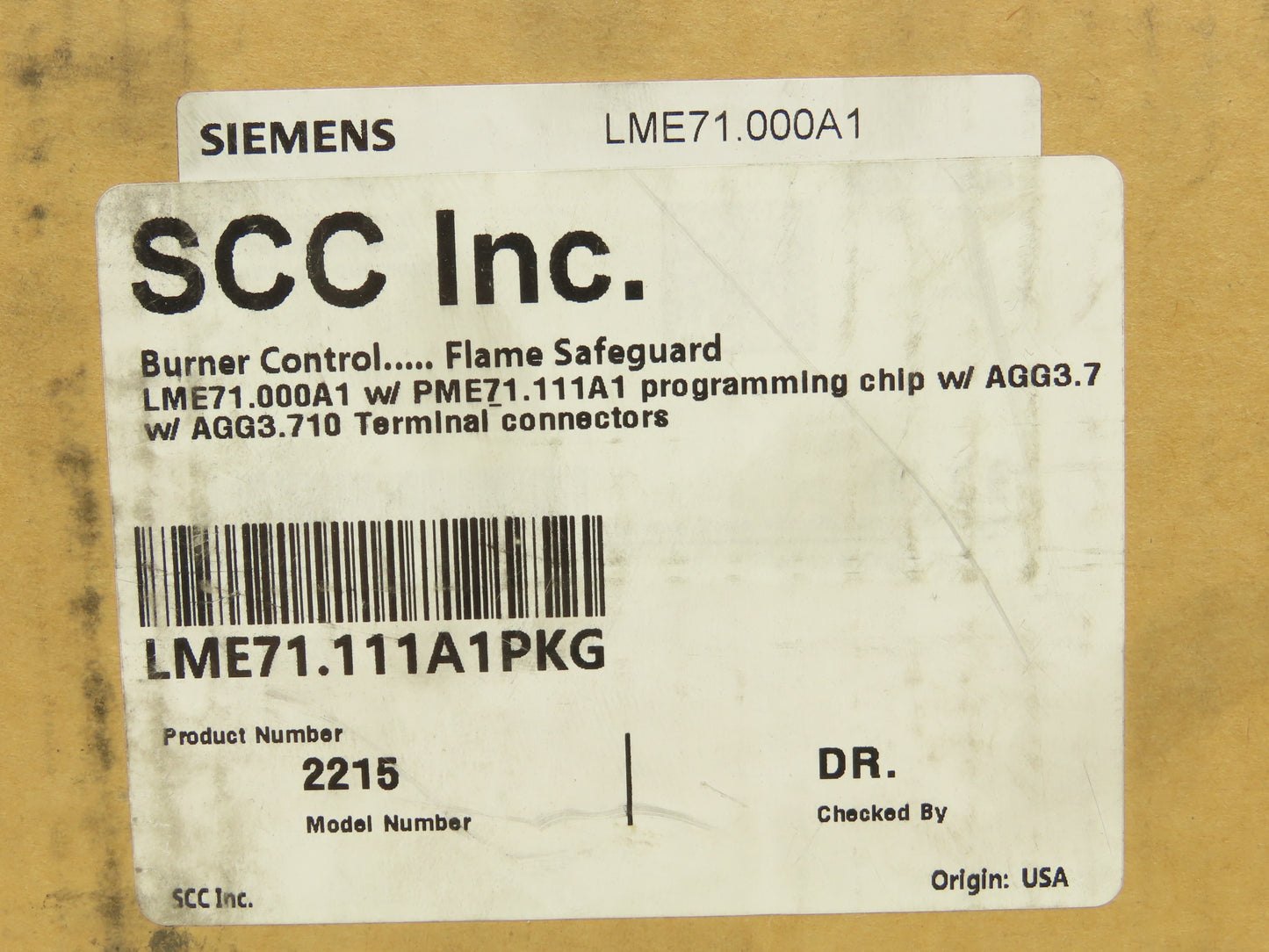 SCC LME71.111PKG Siemens Flame Safeguard Burner Control w Program Module 120VAC
