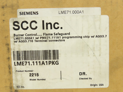 SCC LME71.111PKG Siemens Flame Safeguard Burner Control w Program Module 120VAC