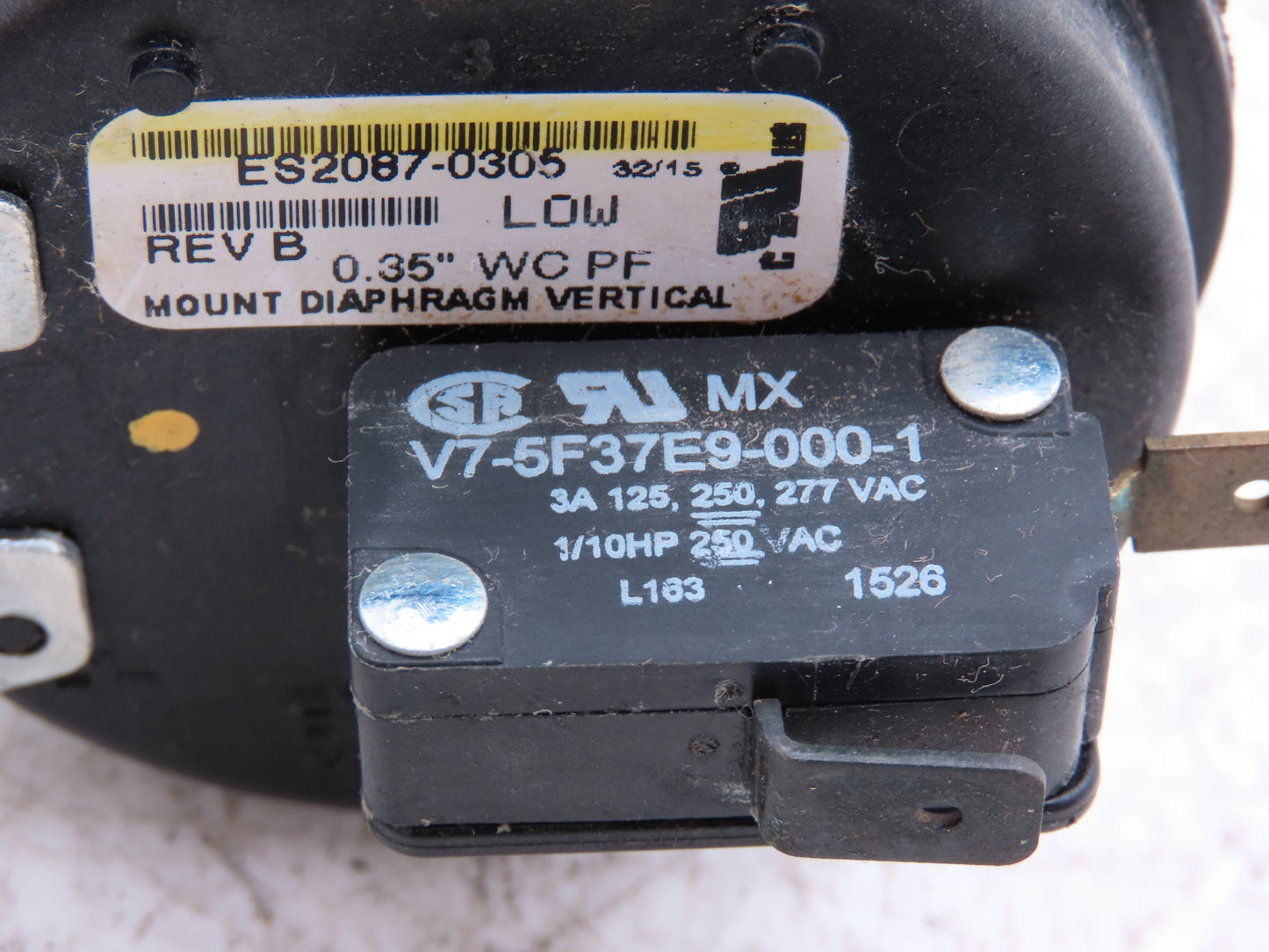 Heatco ESA2088-0306 Dual Pressure Switch Rev C Low & High Pressure Switches