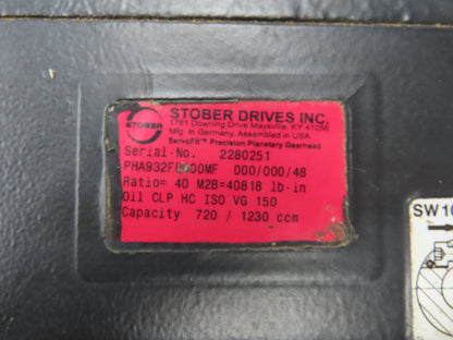 Stober PHA932F0000MF Planetary Gearbox 40:1 Inline Reducer Servo Gearhead