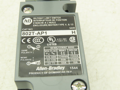 Allen Bradley 802T-AP1 Oiltight Limit Switch Enclosure Lever Type Operator Head