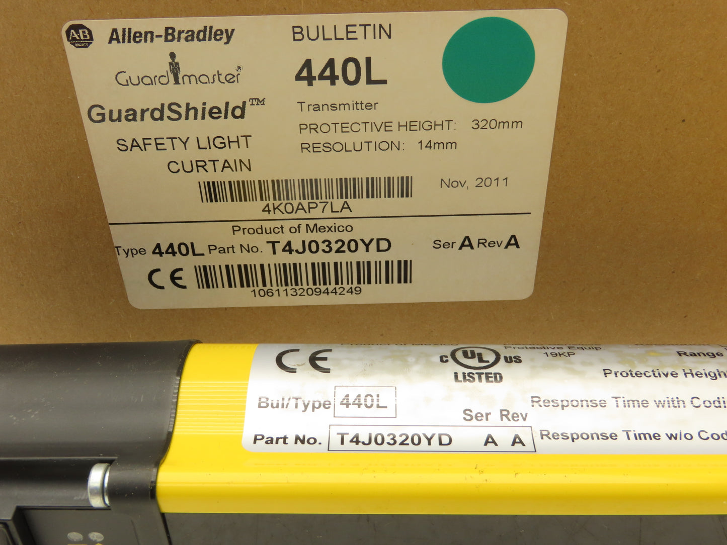 440L-P4J0320YD GuardMaster Guardshield Safety Light Curtain Transmitter/Receiver