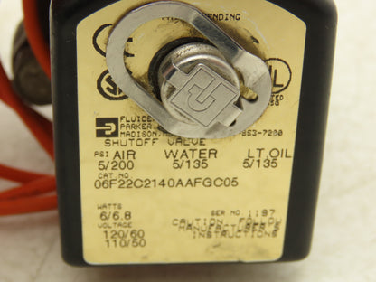 Parker 06F22C2140AAFGC05 Pneumatic Air Solenoid Valve 120V 200PSI 3/8"NPT