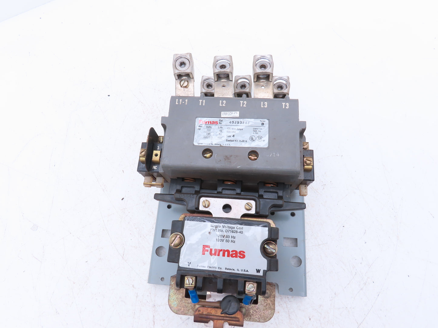Furnas 40JB32AF Motor Starter Contactor 135A 600VAC 3ph 100Hp NEMA 4 120V Coil