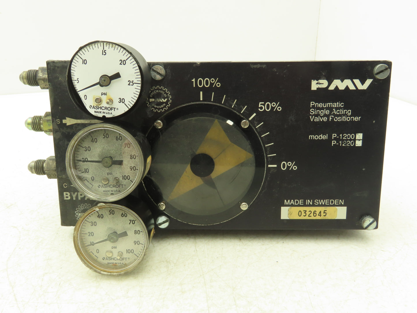 PMV P-1200 Pneumatic Valve Positioner Single Acting 1/2" Hex Shaft