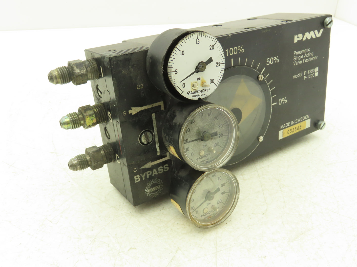 PMV P-1200 Pneumatic Valve Positioner Single Acting 1/2" Hex Shaft