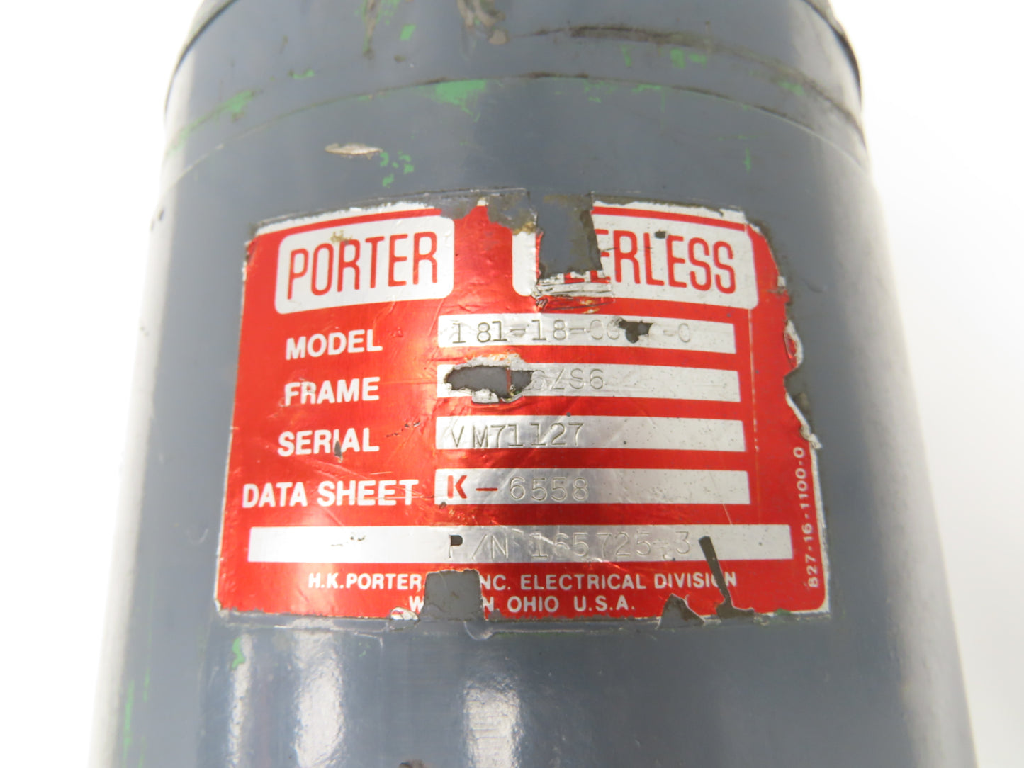 Porter Peerless 181-18-0057-0 DC Motor w/Encoder & Blower 7/8" Shaft DPM56ZS6