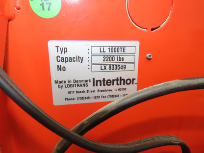 Interrthor LL1000TE Trans Positioner Electric Pallet Lift 2200lbs 36" Height 12V