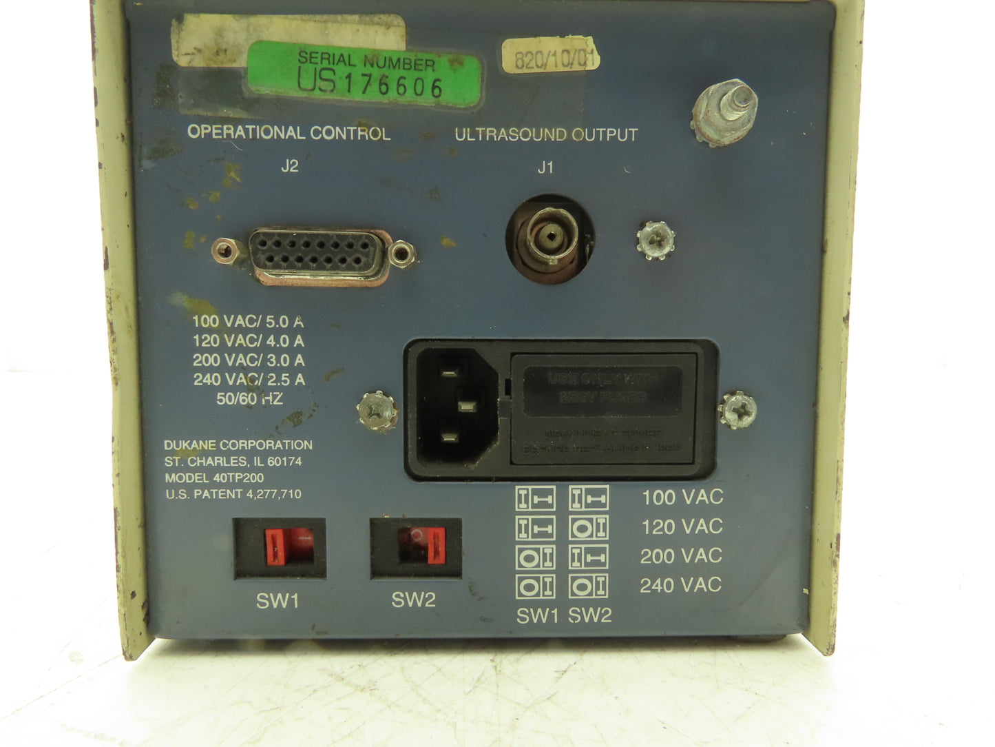 Dukane 40PT200 Weld Time Controller 100-120V/220-240V
