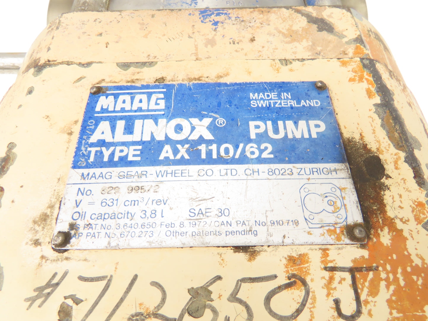 MAAG Alinox AX 110/62 Stainless Rotary Lobe Gear Pump 4" 631cm³/rev