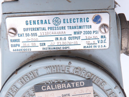 General Electric 50-555 Differential Pressure Transmitter MWP 2000PSI 52.5VCD
