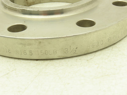 Enlin 316L Stainless Pipe Flange 3-1/2" Socket Weld 8-Bolt Class 150