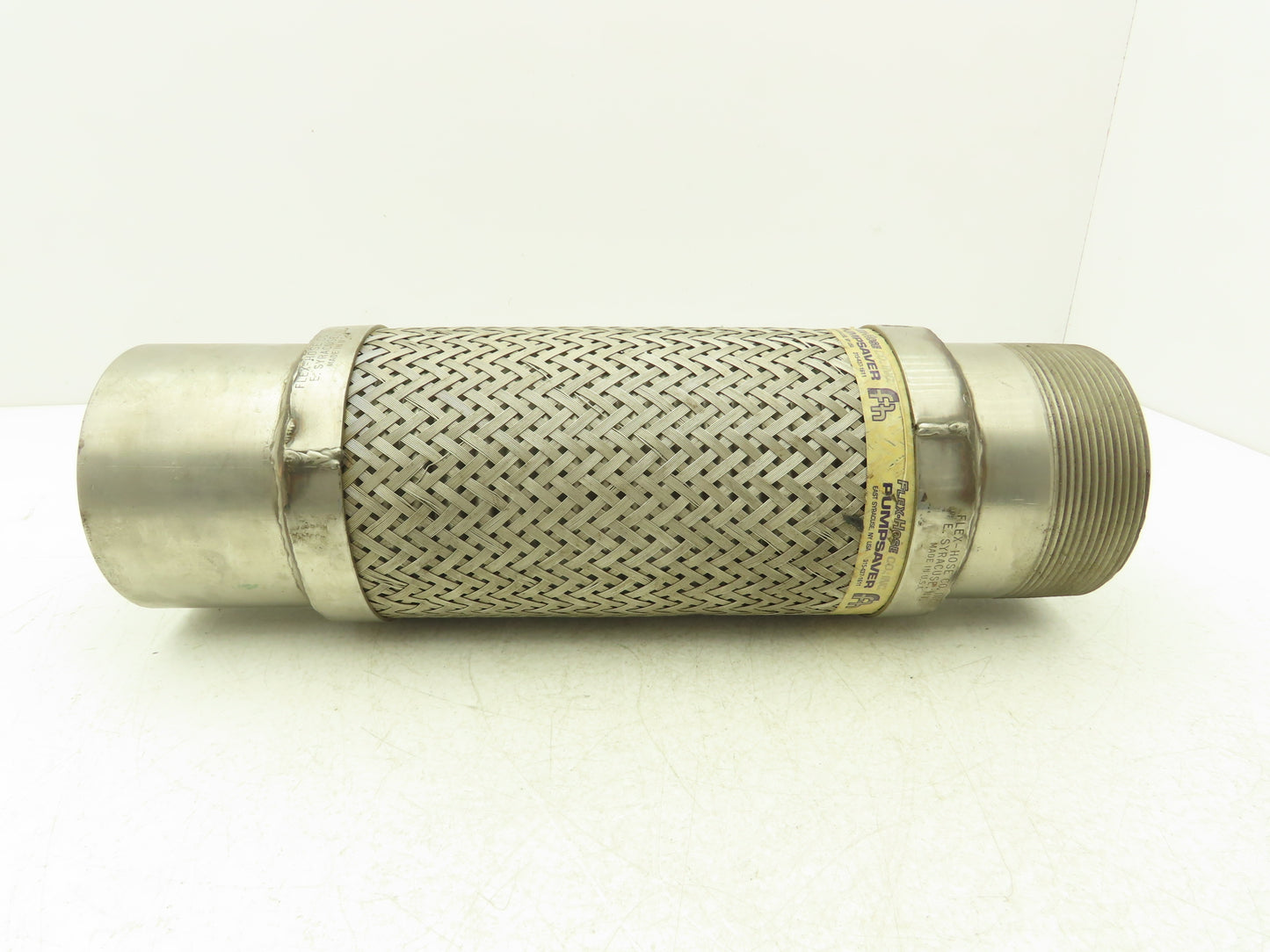 Flex-Hose Pump Saver 4"x 16" Stainless Braided Flex Connector 4"NPT x 4" Socket