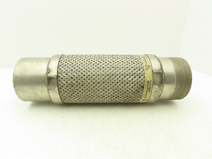 Flex-Hose Pump Saver 4"x 16" Stainless Braided Flex Connector 4"NPT x 4" Socket