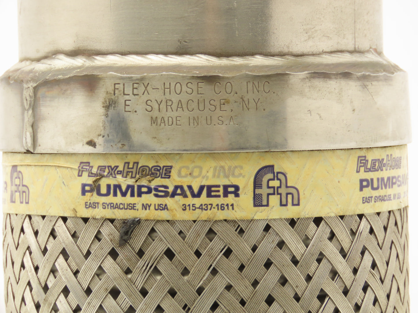 Flex-Hose Pump Saver 4"x 16" Stainless Braided Flex Connector 4"NPT x 4" Socket