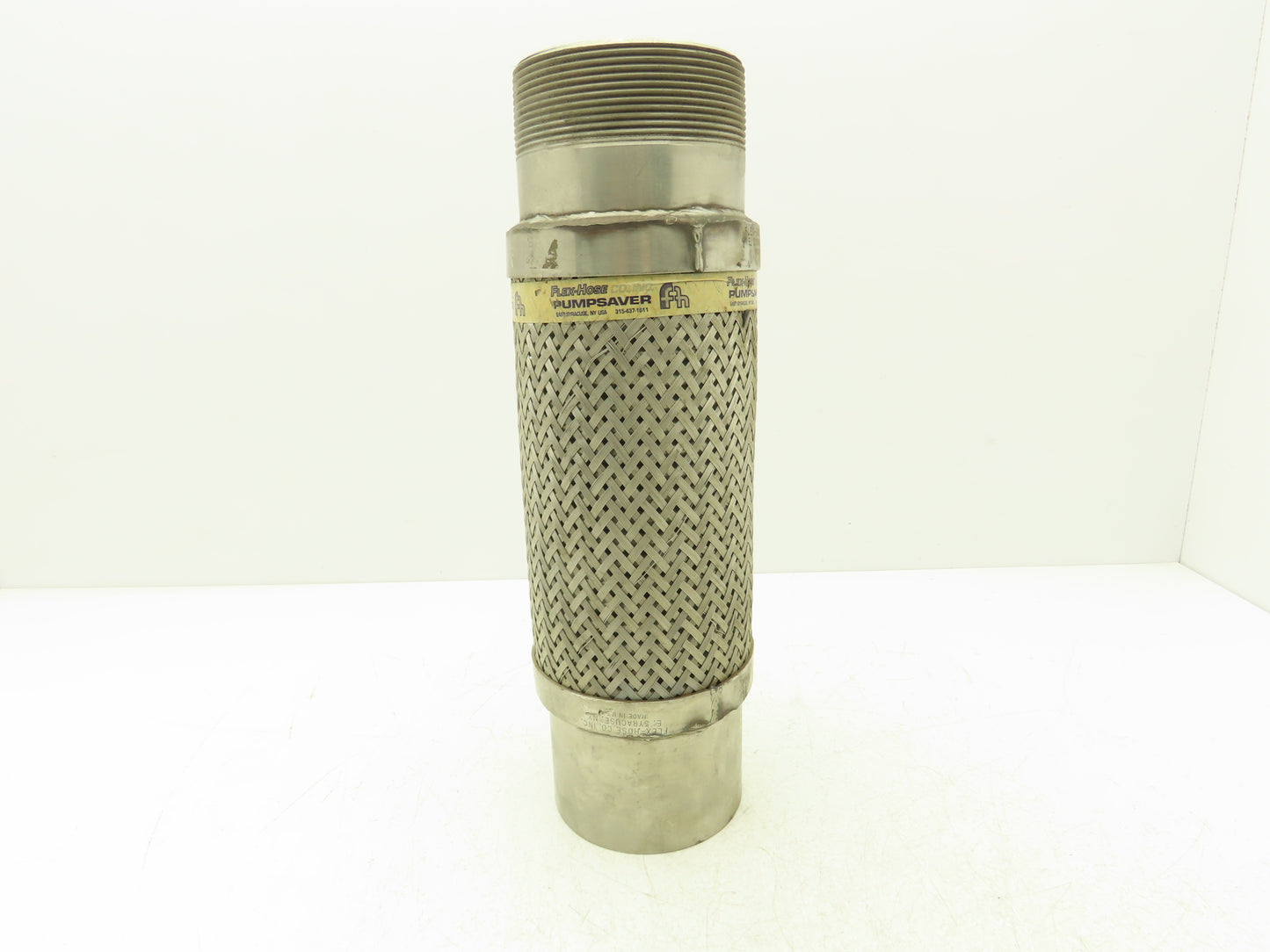 Flex-Hose Pump Saver 4"x 16" Stainless Braided Flex Connector 4"NPT x 4" Socket