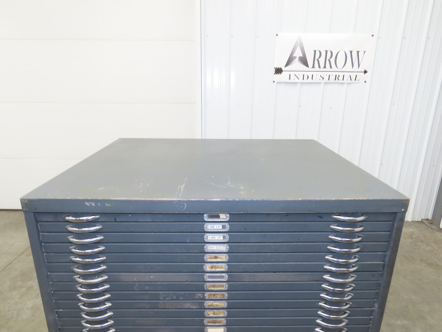 Vtg Blueprint File Metal Cabinet 41×30" ID 25 Drawers Map Draft Crafting