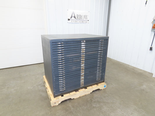 Vtg Blueprint File Metal Cabinet 41×30" ID 25 Drawers Map Draft Crafting
