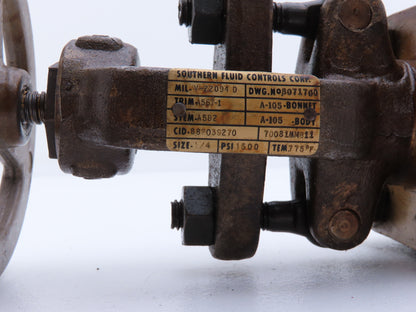 Southern Fluid Controls 8071700 Globe Valve 1/4" Socket Weld Rising Stem