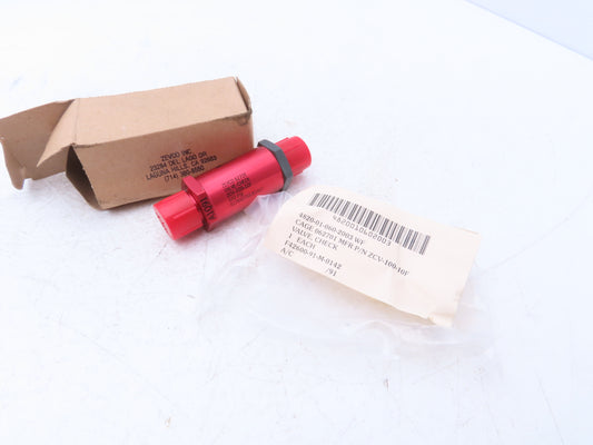 Zevco ZCV-100-10F 62701 Hydraulic Check Valve 600 PSI JIC 5/8-10 Flared