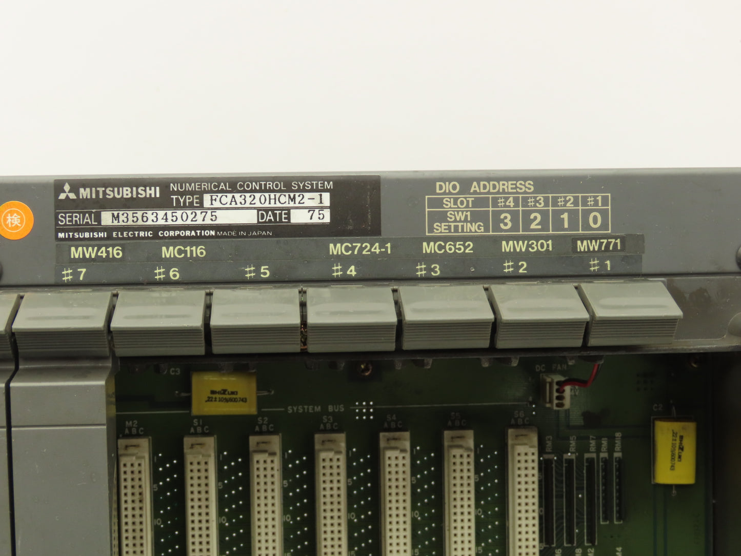 Mitsubishi FCA320HCM2-1 PCB Slot Rack Chassis & Backplane Card Assembly MC021D