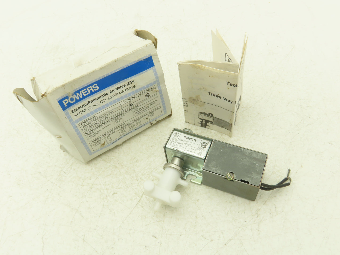 Powers 265-1002 Electric-Pneumatic Air Valve 3-Port 50psi 120V